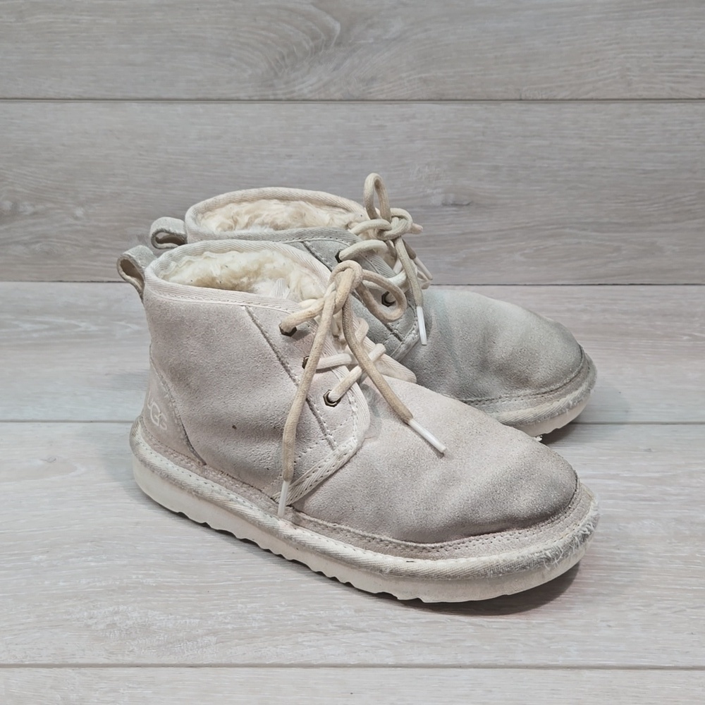 Ugg Australia Kids Girls High Top Leather Sheepskin sneakers shoes boots sz 1